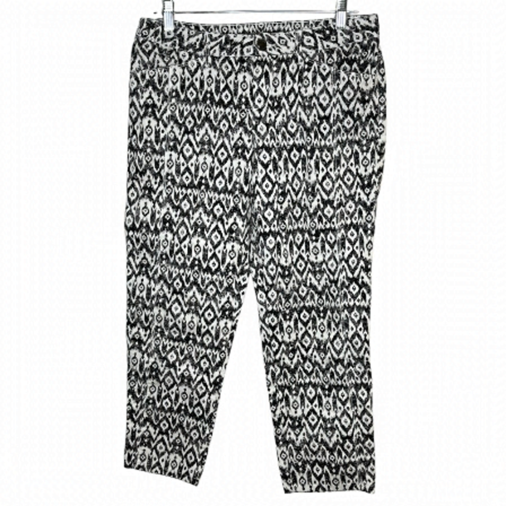 LOLE Jolie Crop Pant Straight Leg Mid Rise Ikat Abstract Geometric Print